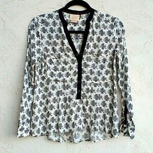 ANTHROPOLOGIE VANESSA VIRGINIA Honore Owl Print Shirt Size 0P